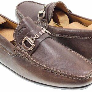 Men's Geox Men's Brown Leather Horse Bit Loafers EU Size 44 /US 10.5